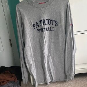 Vintage Gray Patriots Football Long Sleeve Shirt